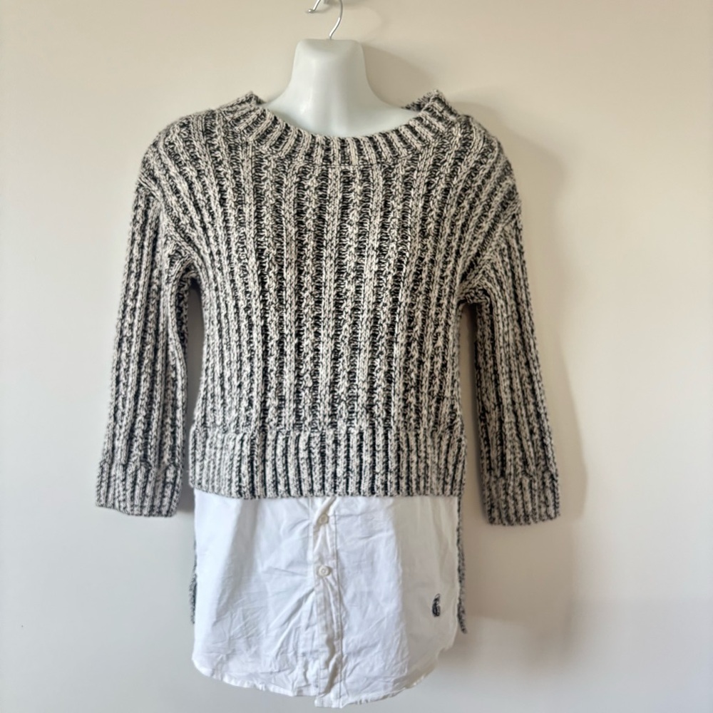 Thakoon Black and White Layered Knit Sweater